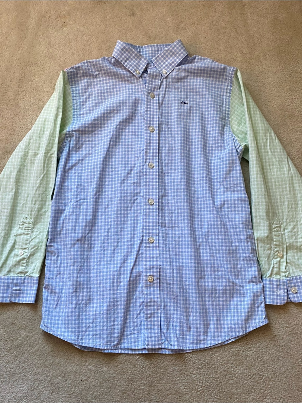 Vineyard Vines Boys Medium 12-14 100% Cotton Long Sleeve Whale Shirt Button Down